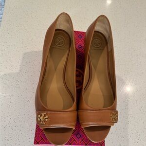 Tory Burch Brown Peep-Toe Heels